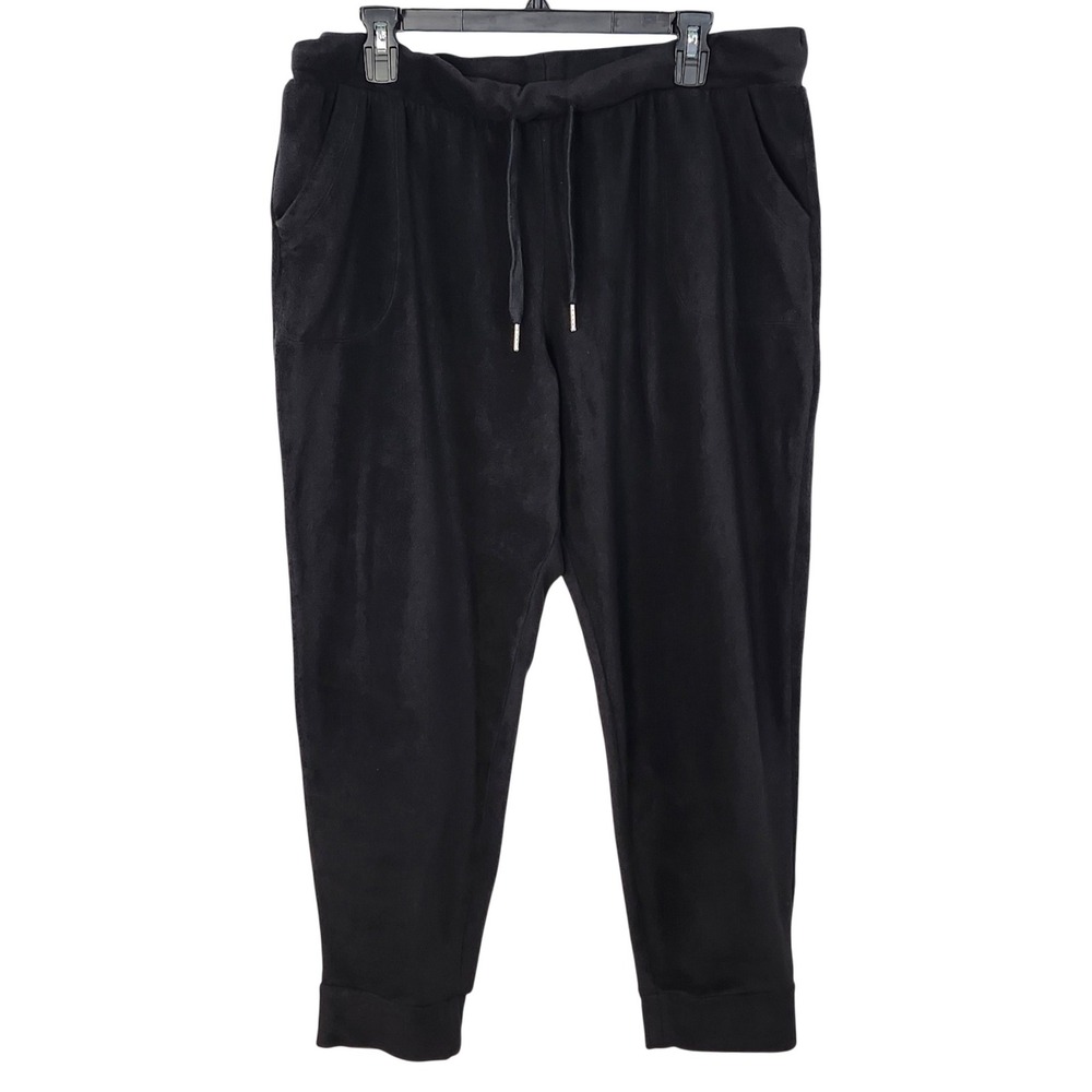 Koolaburra by UGG Velour Jogger Pants Womens XL‎ Black Tapered Lounge Comfy Cozy